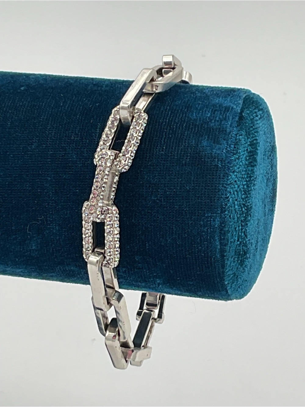 Brighton Hudson Silver Plated Link Bracelet with Crystals